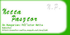 netta pasztor business card